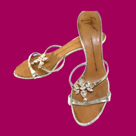 Giuseppe Zanotti Design 39.5 crystal embellished sandal heels coquette soft girl - Picture 1 of 9